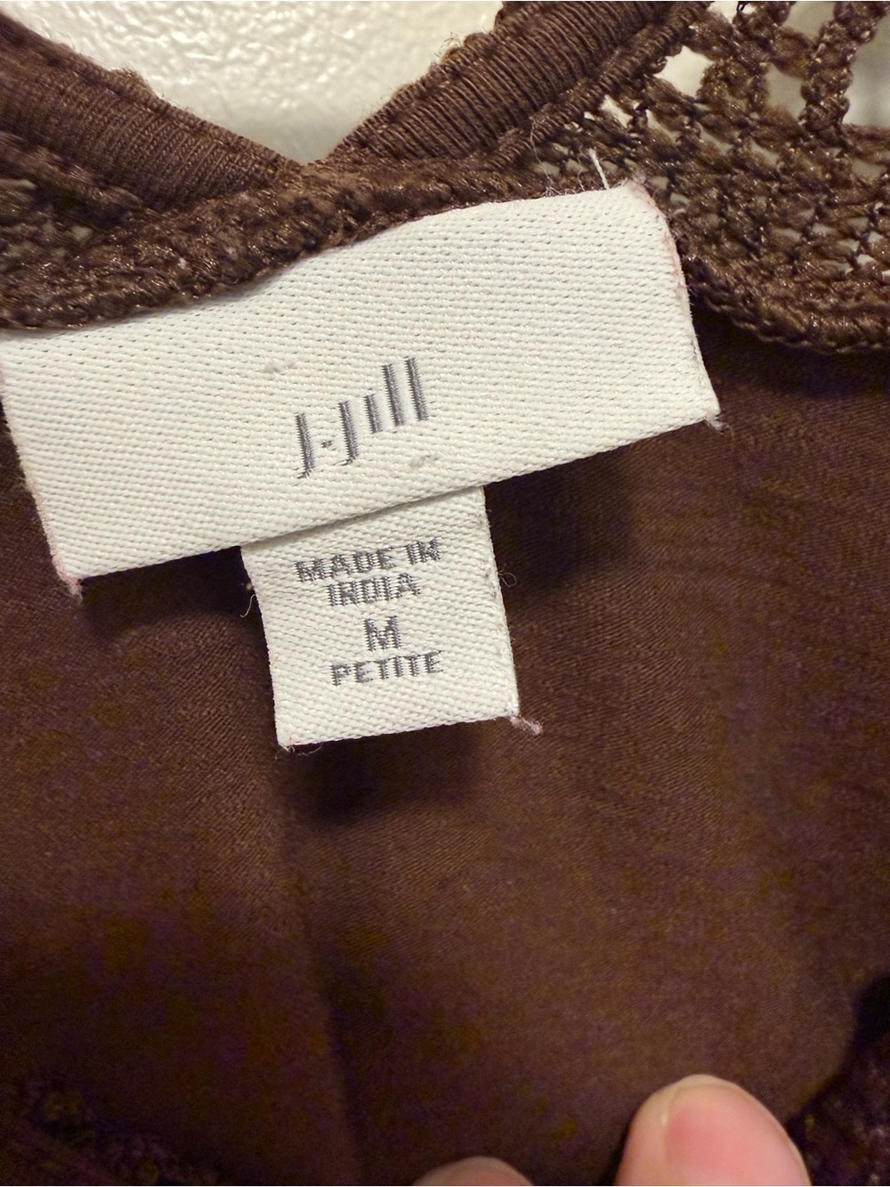 J. Jill Brown Lace-Trim Petite Dress size Medium M midi length dress - Picture 2 of 9
